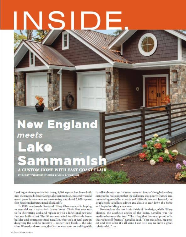 425 Magazine Article: New England Meets Lake Sammamish, WA